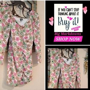 Vero Moda Floral Dress - Pink/ Grn/Brn. Excellent Condition NWOT Size SMALL